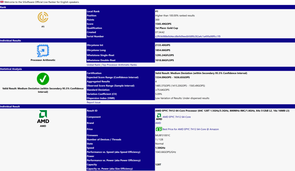 Upcoming 64 Core AMD Epyc Rome CPU is the #1 on SiSoft Processor Database