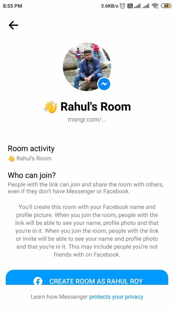 Screenshot 2020 08 18 20 55 10 141 com.facebook.orca WhatsApp rolls out new 'Messenger Room' support on mobile devices in India