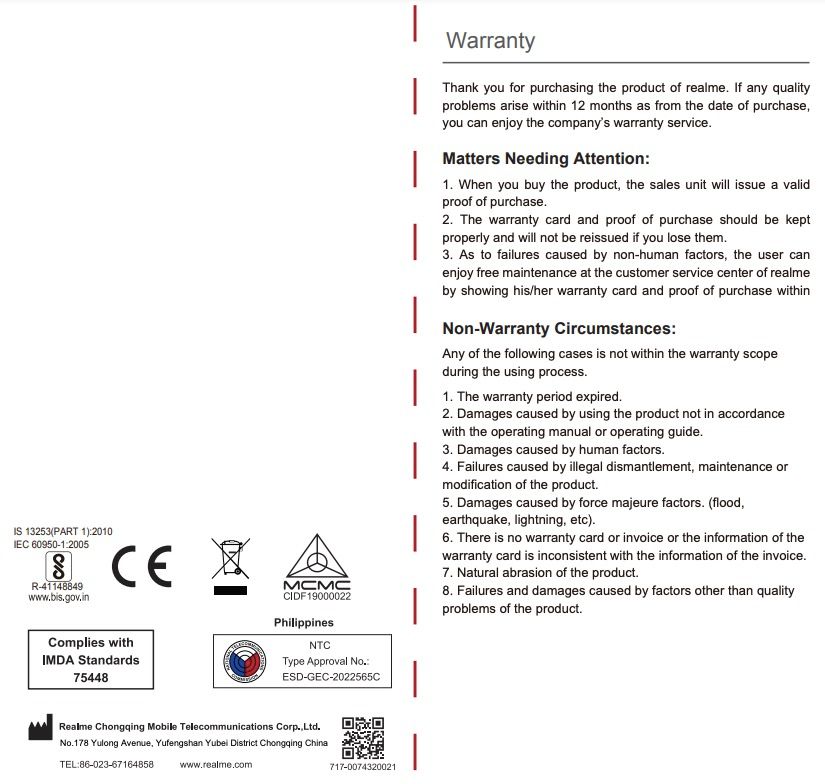 Realme Watch S Pro FCC Warranty User Manual 1 Realme Watch S Pro leaks suddenly surfaced