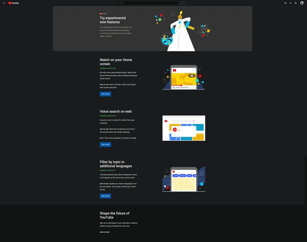 YouTube to offer experimental features to premium subscribers__TechnoSports.co.in