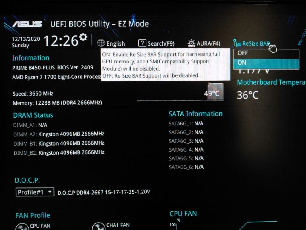 AMD Smart Access Memory First Gen Ryzen 7 1700 CPU ASUS B450 Motherboard 1 AMD's SAM now supported by 1st gen Ryzen processors