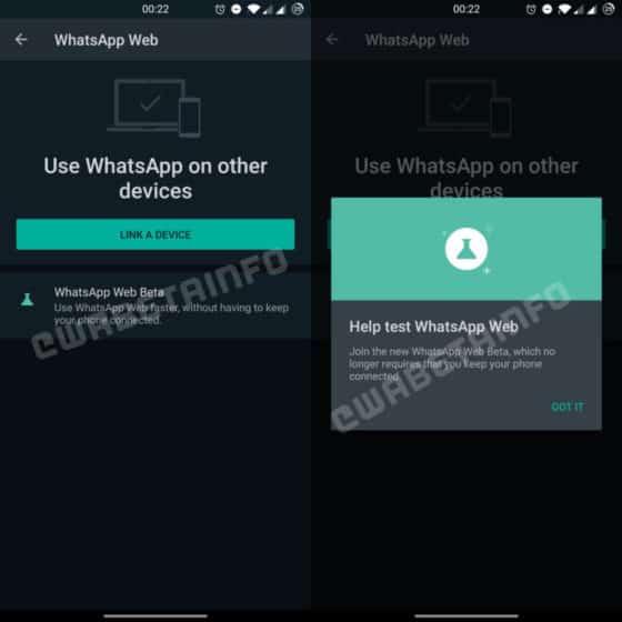 WA WEB BETA 1 ANDROID 768x768 1 e1610016943927 WhatsApp started testing Multi-Device Support on Web under Beta Program