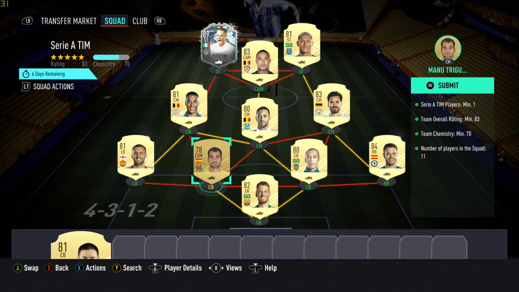 Screenshot 90 FIFA 21: How to do the 88-rated Rodrigo Palacio FUT Birthday SBC card and is it worth doing?