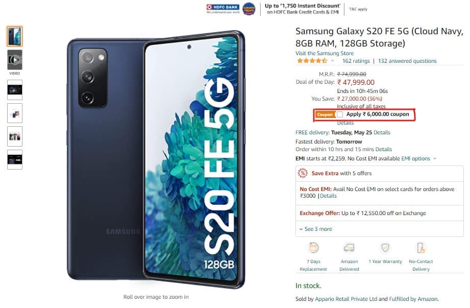 Get Samsung Galaxy S20 FE 5G at just Rs.41,999 or less_TechnoSports.co.in