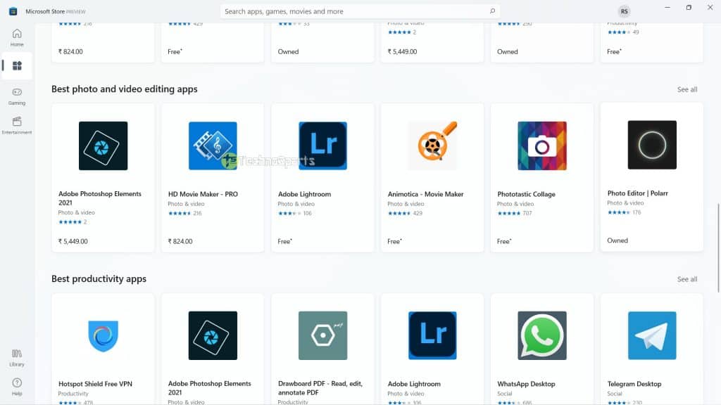 Microsoft Store - Windows 11 First Preview_TechnoSports.co.in