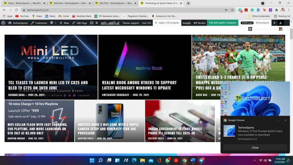 Notifications - Windows 11 First Preview__TechnoSports.co.in