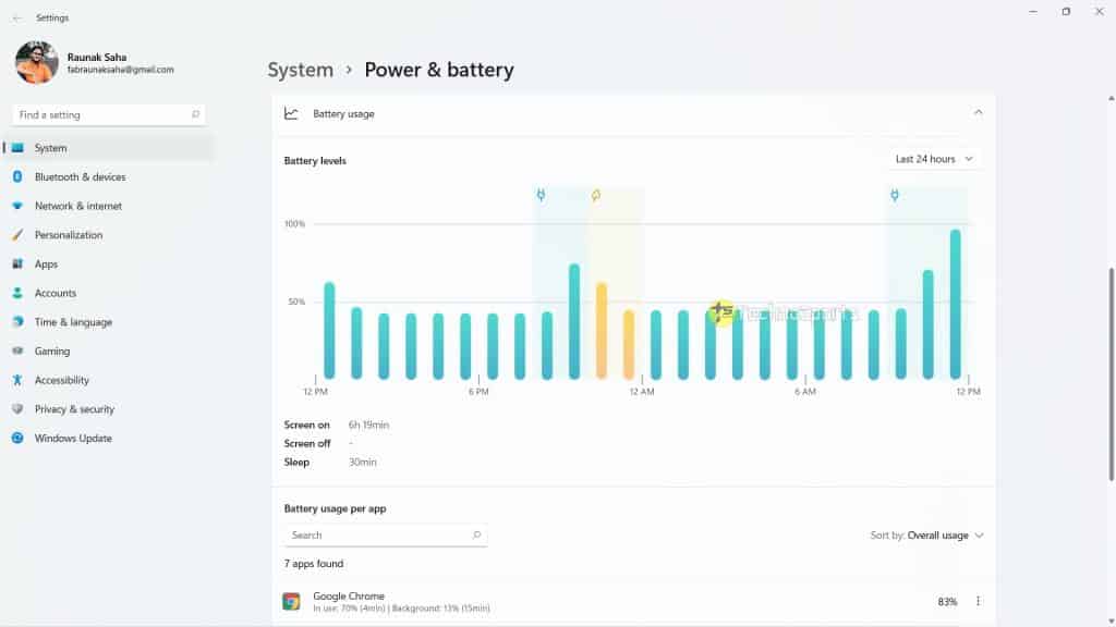 Power & Battery - Windows 11 First Preview_TechnoSports.co.in