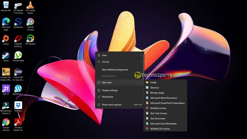Right Click Menus - Windows 11 First Preview_TechnoSports.co.in