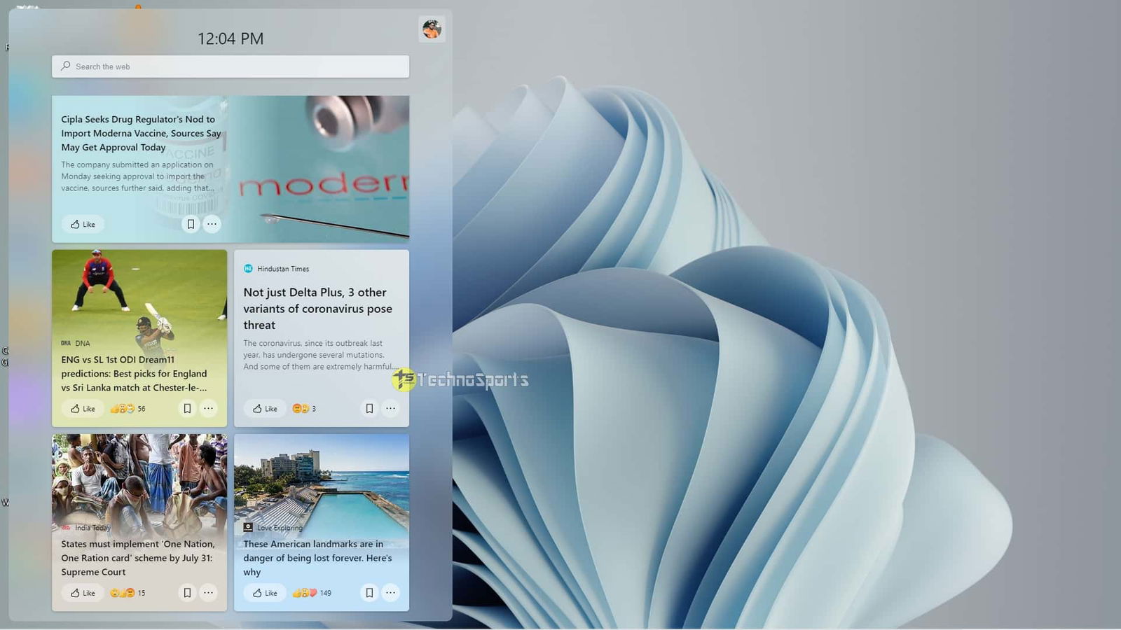 Widgets - Windows 11 First Preview_TechnoSports.co.in