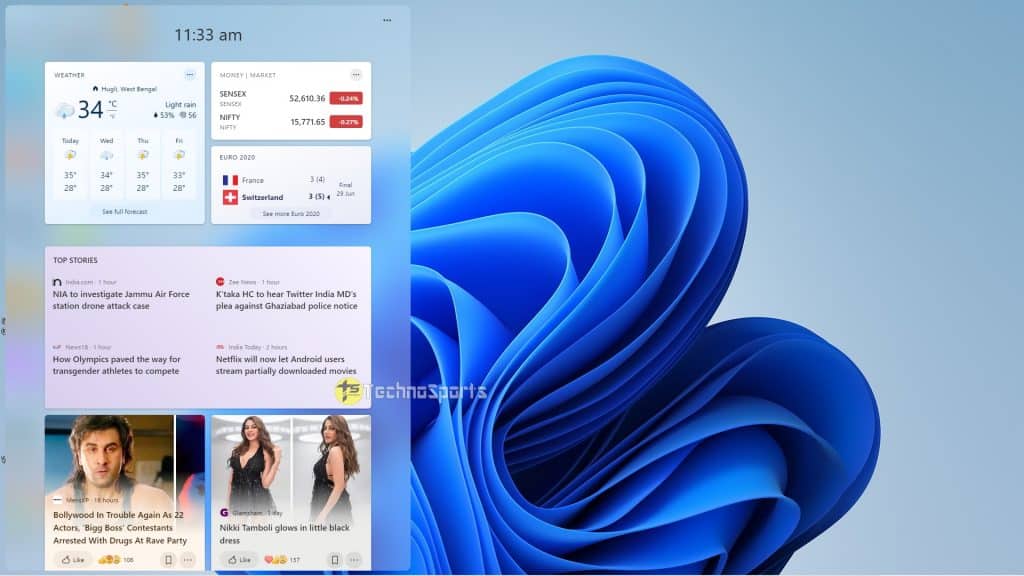 Widgets - Windows 11 First Preview__TechnoSports.co.in