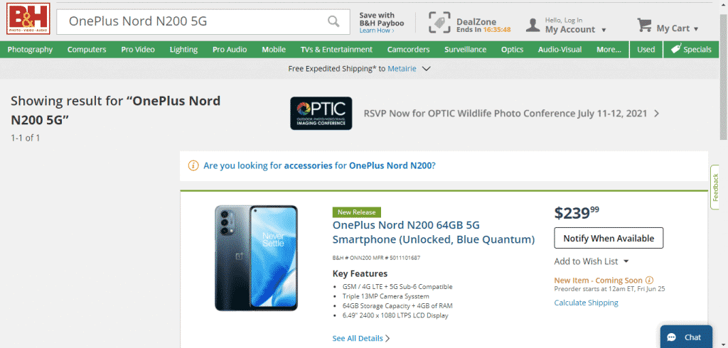 image 23 OnePlus Nord N200 5G listed on B&H Photo Video along with Price and Images