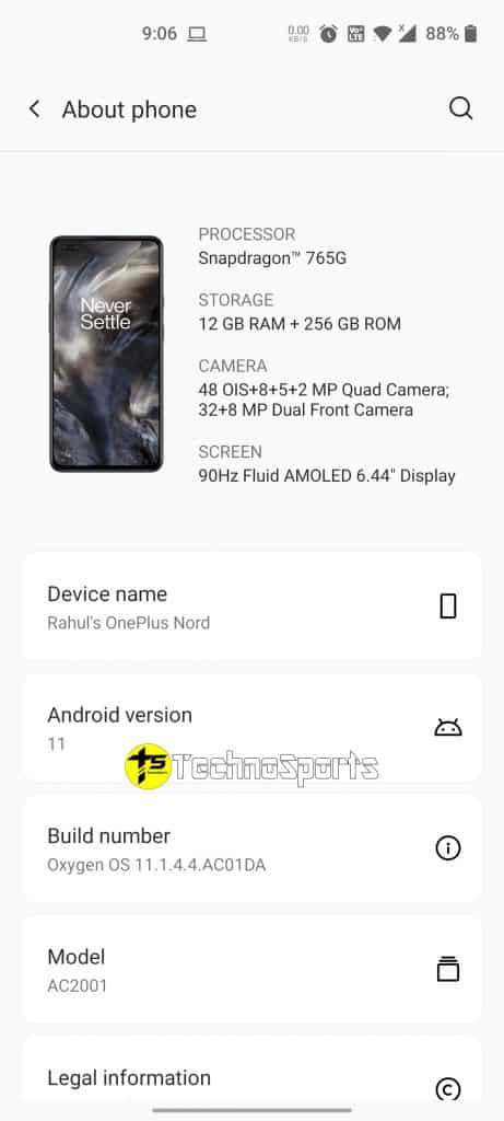 Screenshot 20210720 210624 1 OnePlus rolls out new Oxygen OS 11.1.4.4.AC01DA update for OnePlus Nord 5G