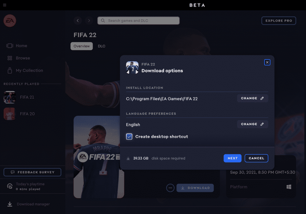 fifa 22 1 How to download FIFA 22 on PC via the EA desktop app?