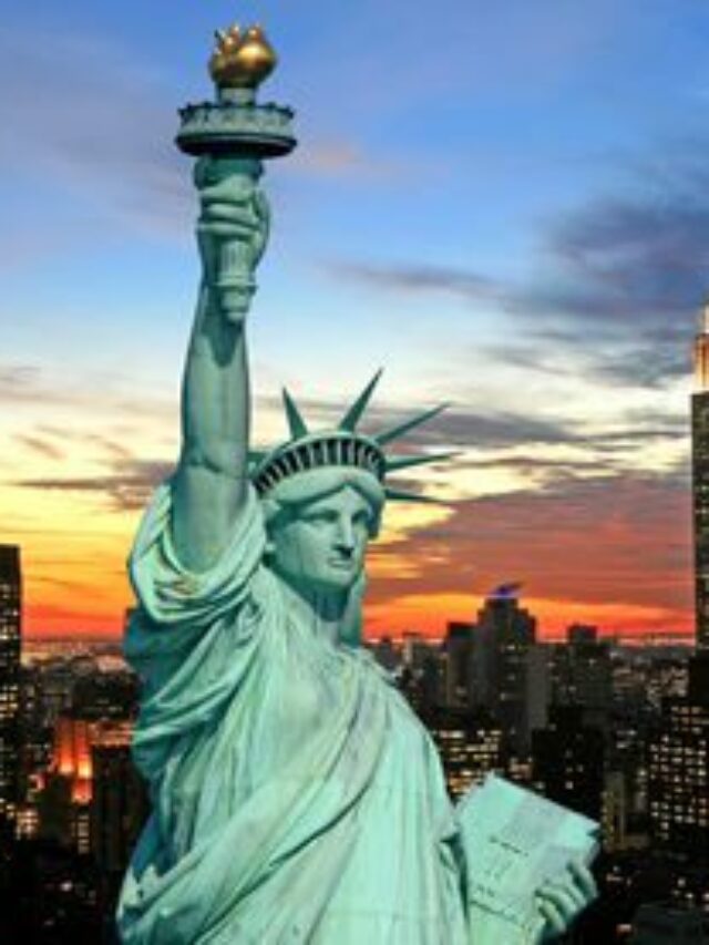The Statue of Liberty and New York City skyline