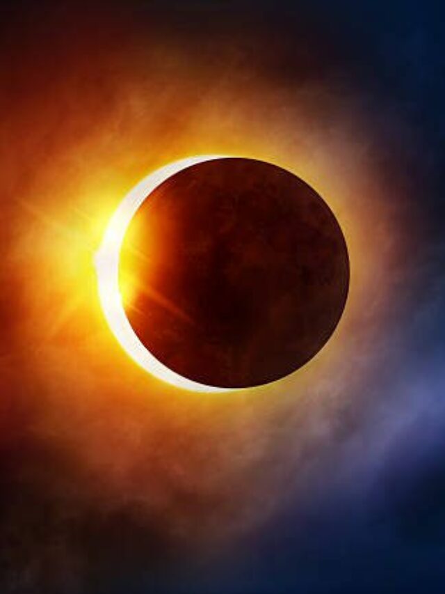 Solar Eclipse. The moon moving in front of the sun. Illustration