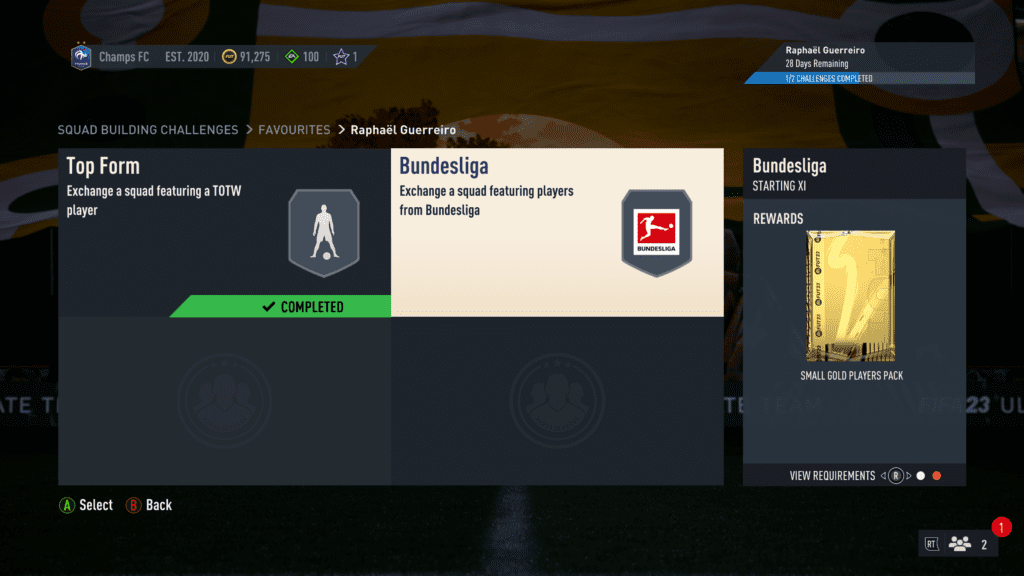 Screenshot 1527 FIFA 23: How to do the 89-rated CM Raphael Guerreiro Bundesliga POTM SBC and is it the best-valued card?