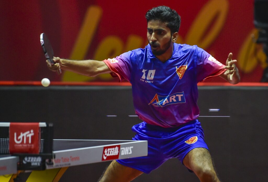 Sathiyan Gnanasekaran in action during the Ultimate Table Tennis Season 3 UTT Season 4: Quadri Aruna, World No. 12, to Lead Thrilling Player Line-Up