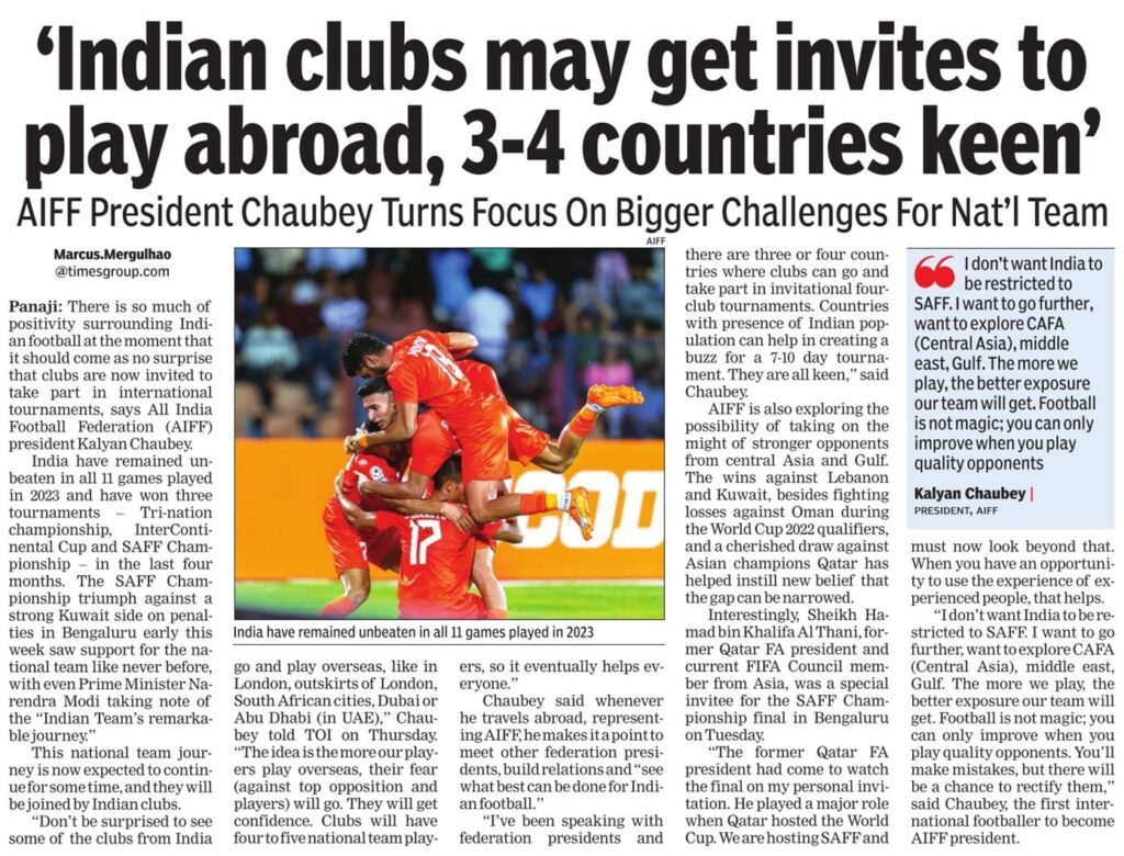 Indian Football Team Playing abroad India, Revolutionizing Football Promotion and Compensation
