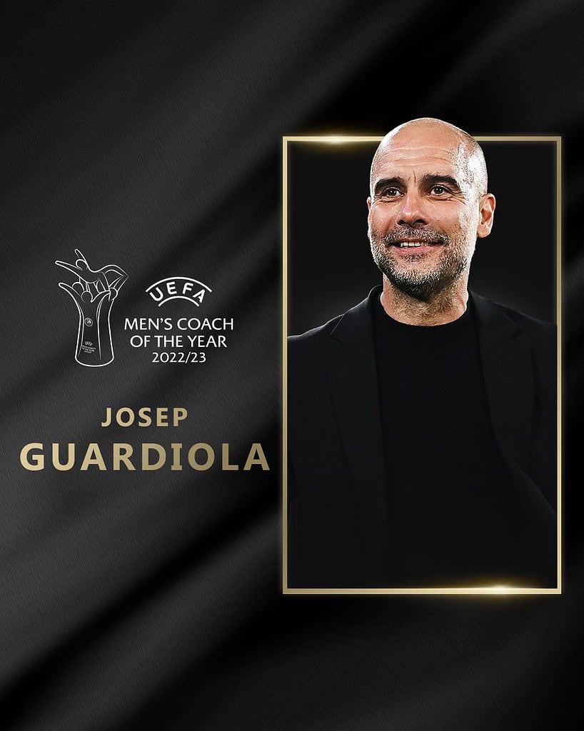 Pep Guardiola is the UEFA Mens Coach of the Year Image via Twitter UEFA Awards 2023: Erling Haaland and Aitana Bonmati win the Player of the Year Awards; Check out all the award winners
