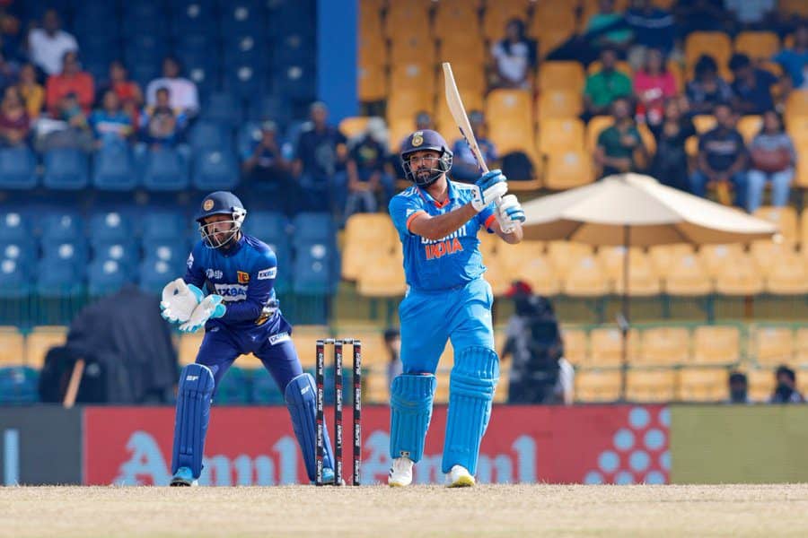 Rohit Sharma Scored 53 against Sri Lanka Image via Twitter Rohit Sharma's Historic Milestone: Becomes the Second Fastest to 10,000 ODI Runs