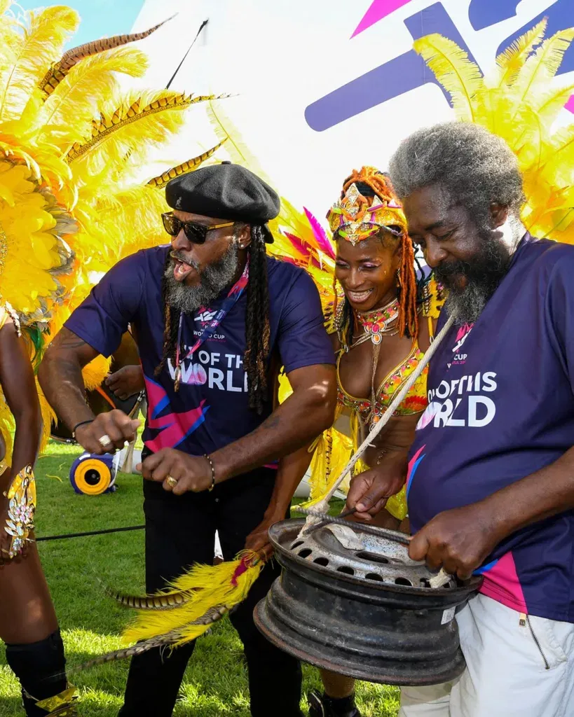 Chris Gayle Celebrating 100 Days To Go in Barbados for the T20 World Cup Image Credits X Twitter India vs Pakistan T20 WC 2024 Tickets Oversubscribed