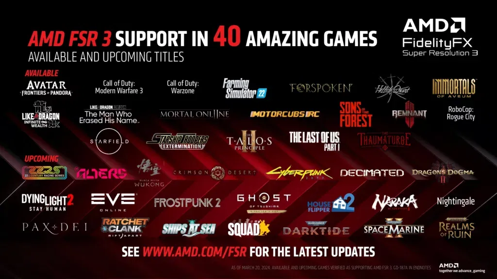 AMD FSR 3.1: Elevating Game Development and Graphics to New Heights at GDC 2024