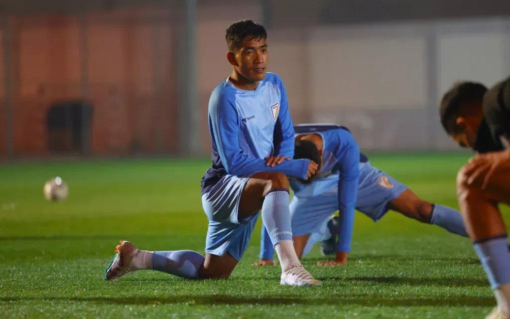 Indian Football Team in Practice Image Credits Twitter India vs Afghanistan FIFA World Cup Qualifier Live Streaming Details, When and Where to Watch the IND v AFG Match