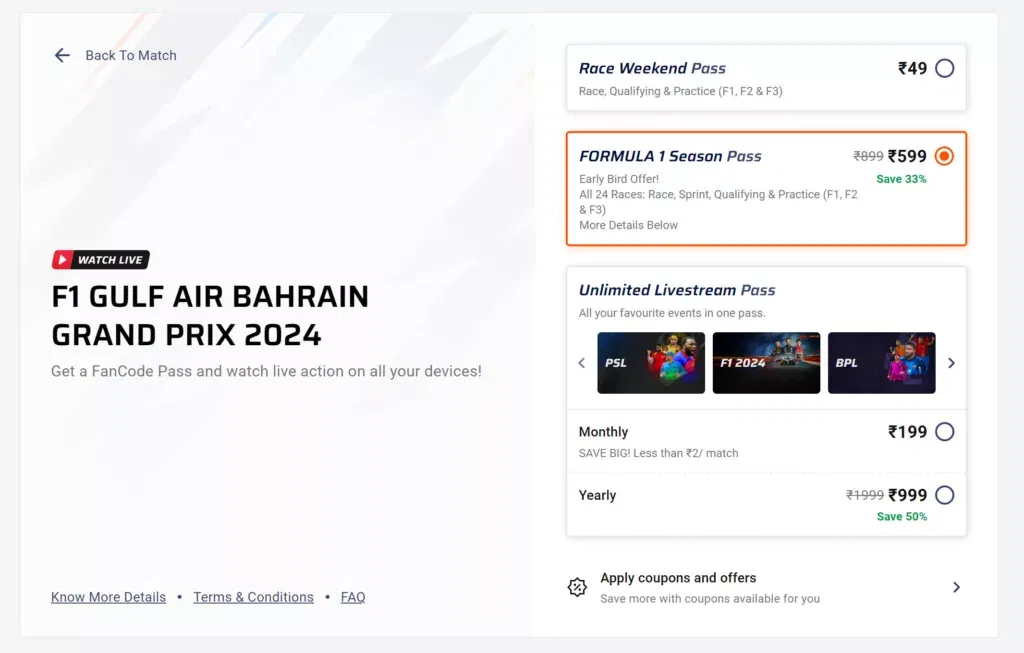 image 2 3 How to watch Formula 1 in India? FanCode will stream F1 matches LIVE in India