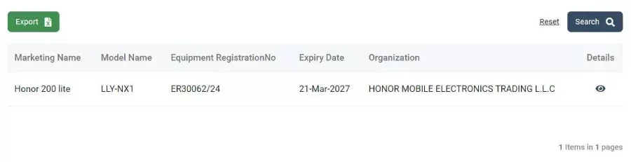 Honor 200 Lite spotted in the TDRA certification
