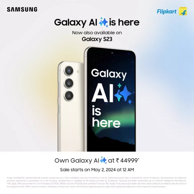 Galaxy S23’s price slashed to only ₹44,999 during Flipkart’s Big Saving Days Sale!