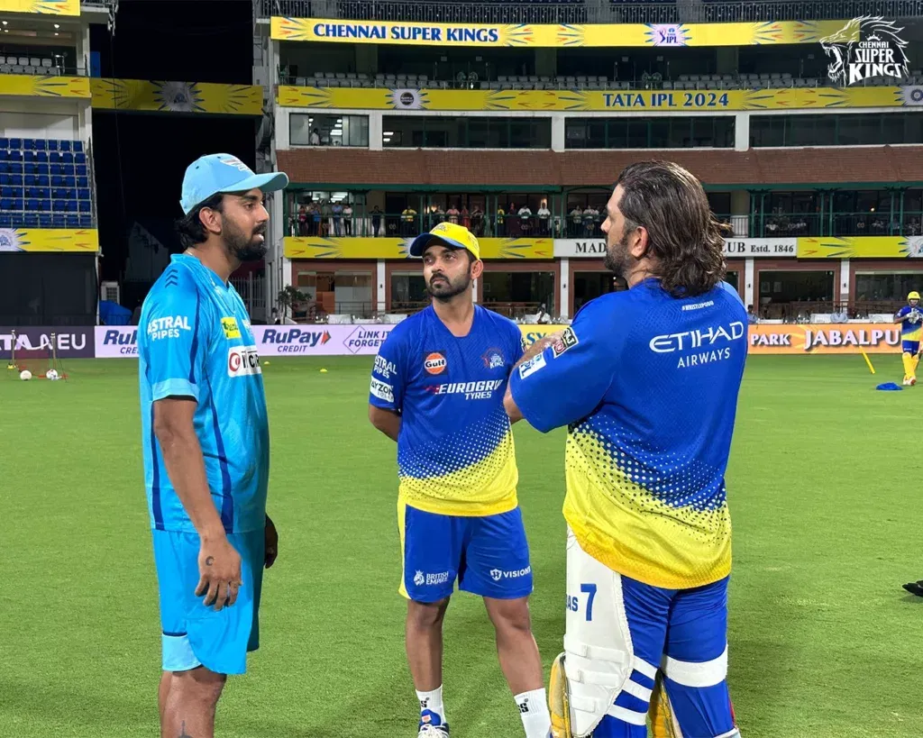KL Rahul Ajinkya Rahane and MS Dhoni Image Credits CSK Twitter IPL 2024: CSK vs LSG – Match Preview, Prediction, Team News and Fantasy XI 