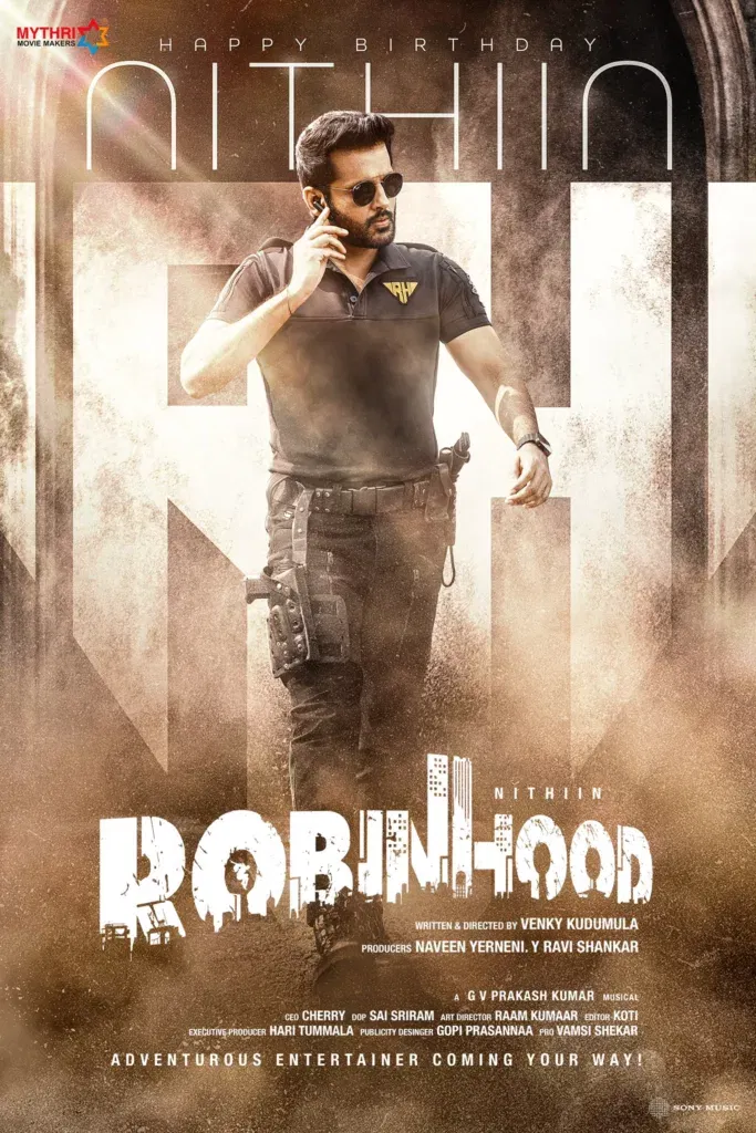 Robinhood Poster Image Credits Twitter Robinhood, A Film By Nithiin and Mythri Movie Makers Gets Release Date: Check Out The Poster