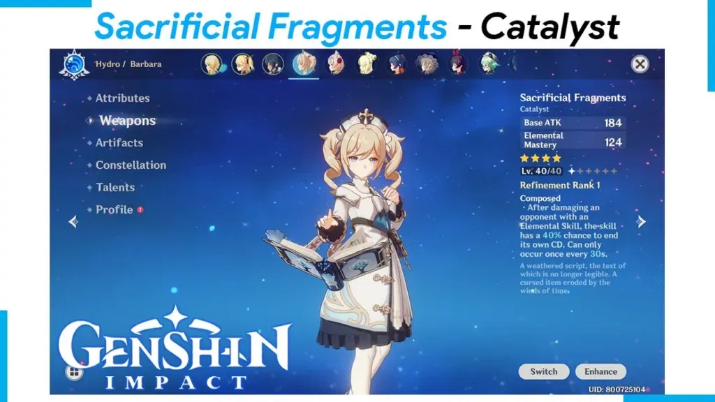 Sacrificial Fragments Catalyst Detailed guide: Best Weapons in Genshin Impact in 2024