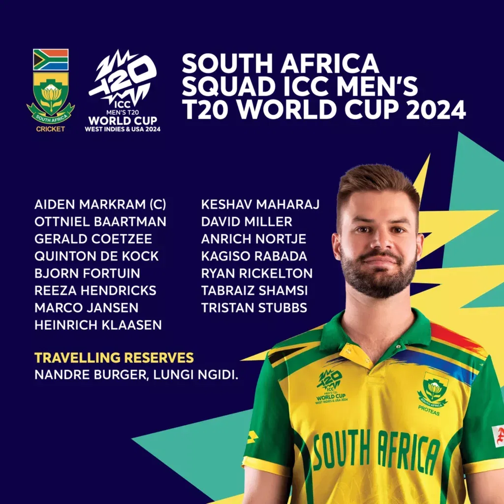 T20 World Cup Proteas Mens team South Africa Image Credits Twitter No Temba Bavuma As Nortje Returns in Markram-led South Africa T20 World Cup 2024 Squad