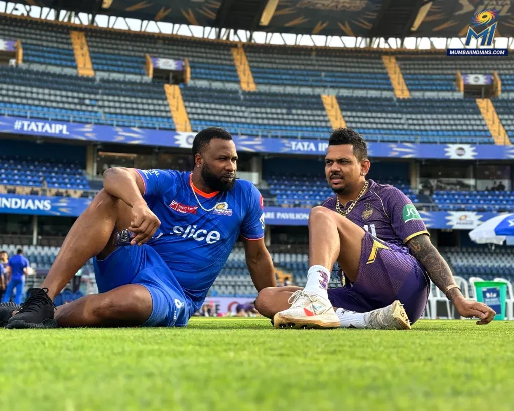 Kieron Pollard and Sunil Narine Image Credits MI Twitter IPL 2024: MI vs KKR – Match Preview, Prediction, Team News and Fantasy XI