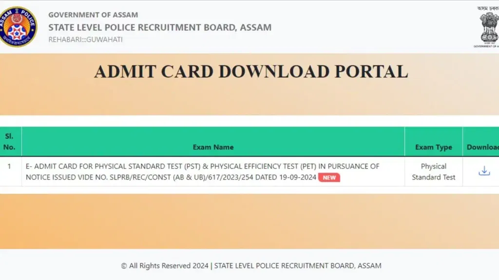 Assam Police Admit Card 2024