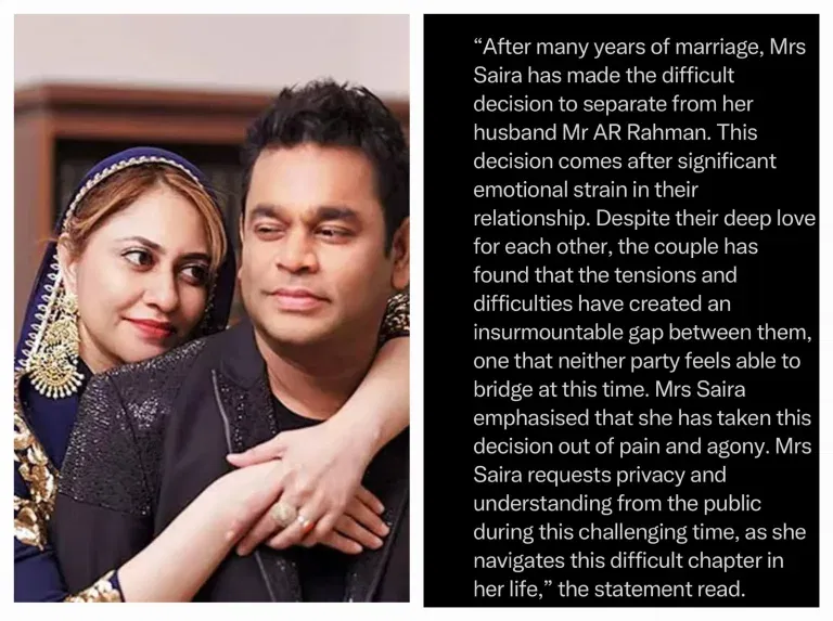 AR Rahman and Saira Banu Announce Divorce After 29 Years