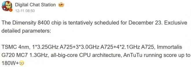 MediaTek1 1 MediaTek Set to Unveil Dimensity 8400 SoC in China on December 23