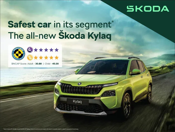 Skoda Klyaq becomes India’s Safest Sub-4m SUV with 5-Star Rating