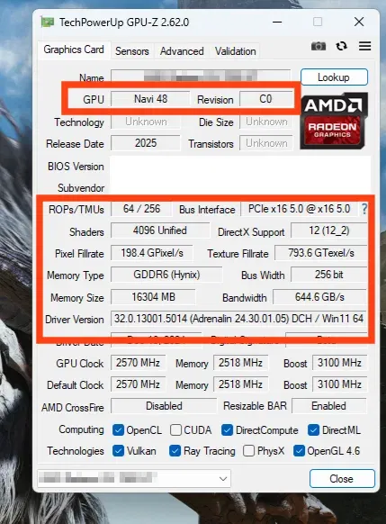 GPU Z RDNA 48 png AMD Radeon RX 9070 XT Leak Reveals RDNA 4 Power: 4096 Cores, & More