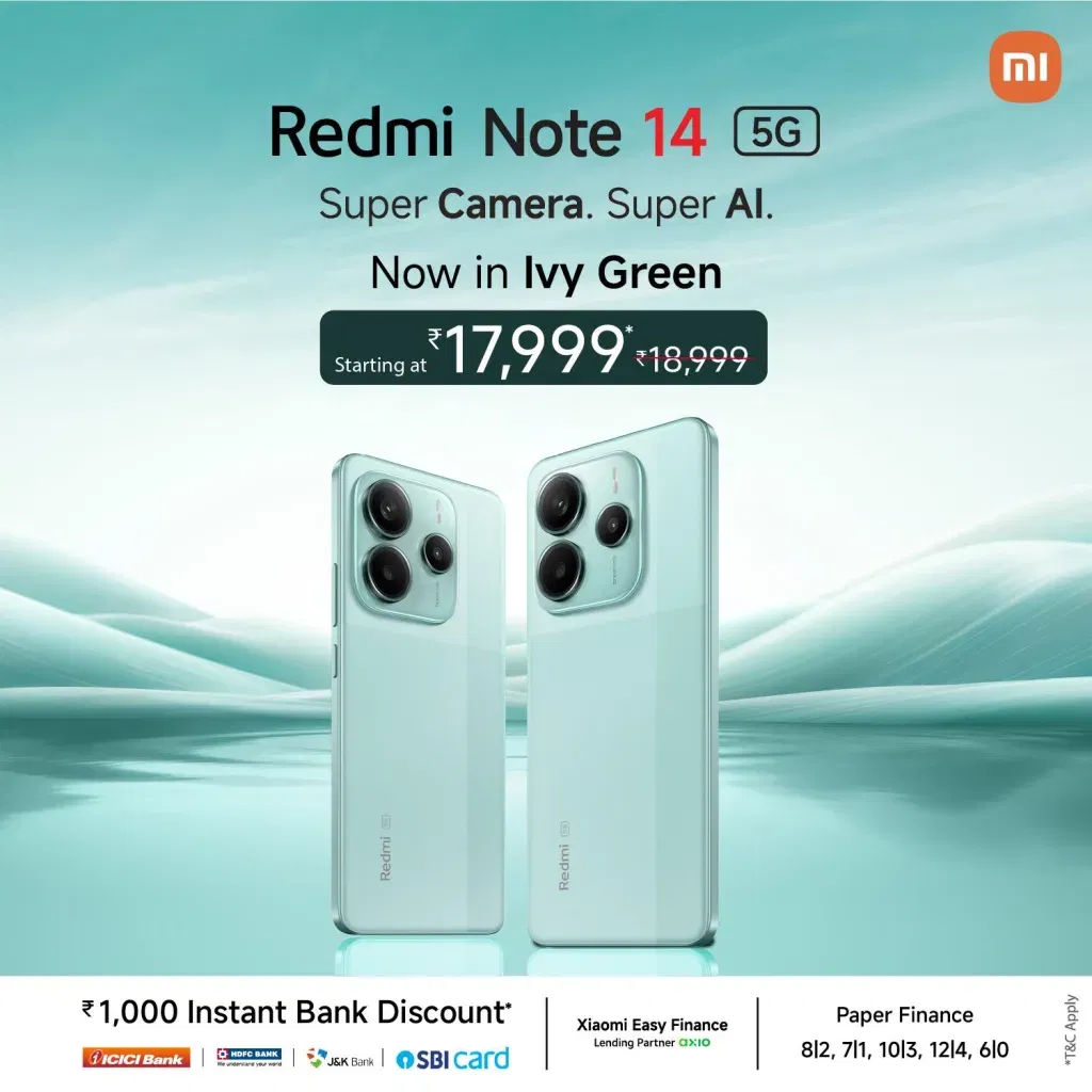 Xiaomi India Launches Redmi Note 14 5G in Stylish Ivy Green
