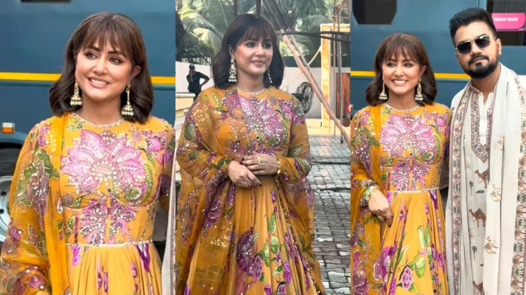 hinak 12 Hina Khan Stuns in ₹60,000 Mustard Anarkali: The Perfect Haldi Outfit Inspiration