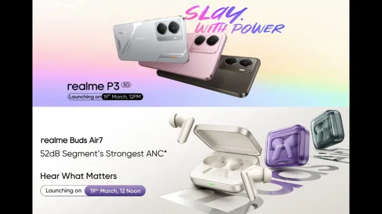 Realme P3 5G, Buds Air 7, Buds T200 Lite Launch on March 19