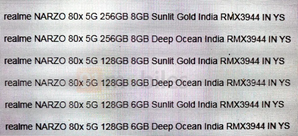 Realme Narzo 1 3 Realme Narzo 80x 5G India Variant: Storage and Colours Leaked