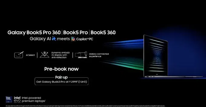Samsung Galaxy Book5 Series f Samsung Galaxy Book5 Series AI Laptops Launched in India