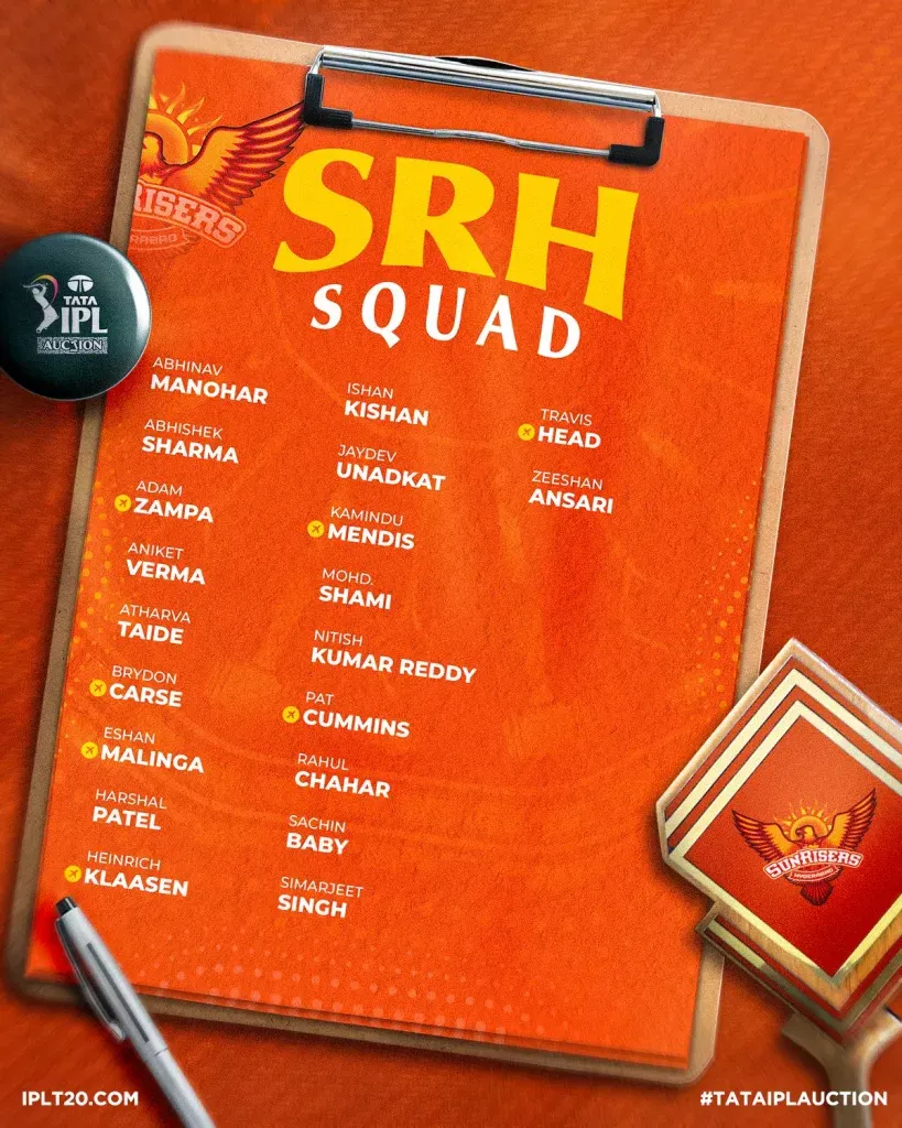 Sunrisers Hyderabad Squad IPL 2025: SRH vs RR - Preview, Prediction, Starting XII and Where To Watch The Match LIVE