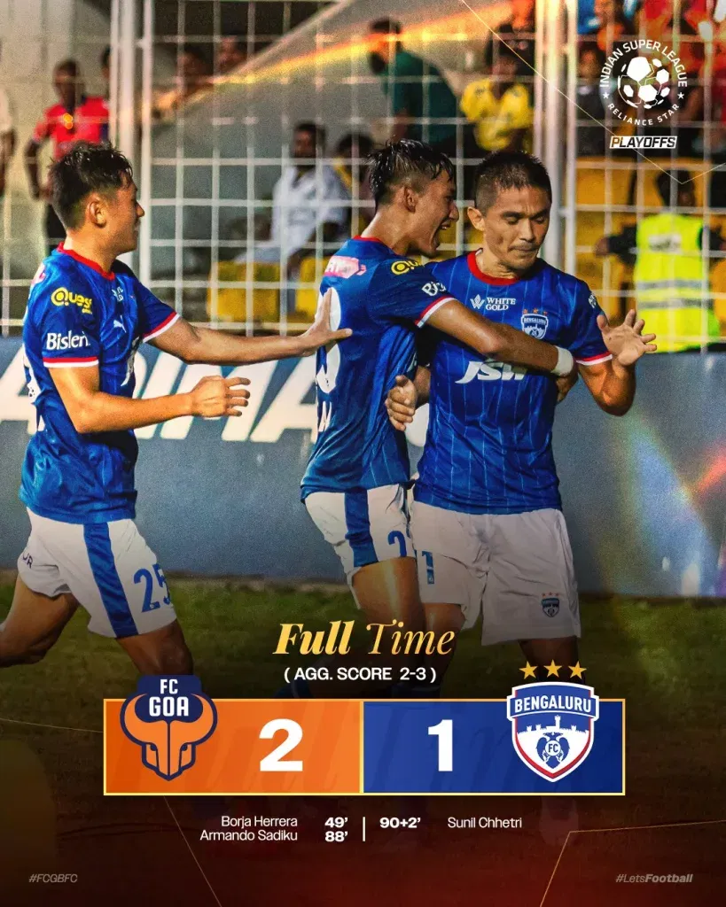 FC Goa vs Bengaluru FC 1 ISL 2024-25: Sunil Chhetri's Last-Gasp Heroics Propel Bengaluru FC Into ISL Final Despite Second-Leg Loss