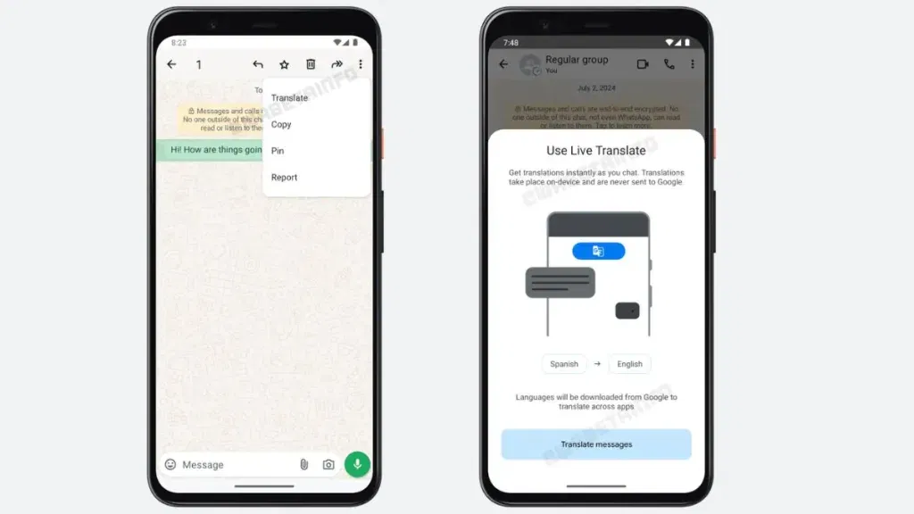 WhatsApp 3 1 WhatsApp Launches 5-Language On-Device Translation for Beta Android Users