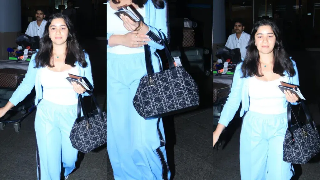 image 1304 Sara Tendulkar Airport Chic: Sporty Blue Tracksuit Meets Luxe Dior Bag in 2025