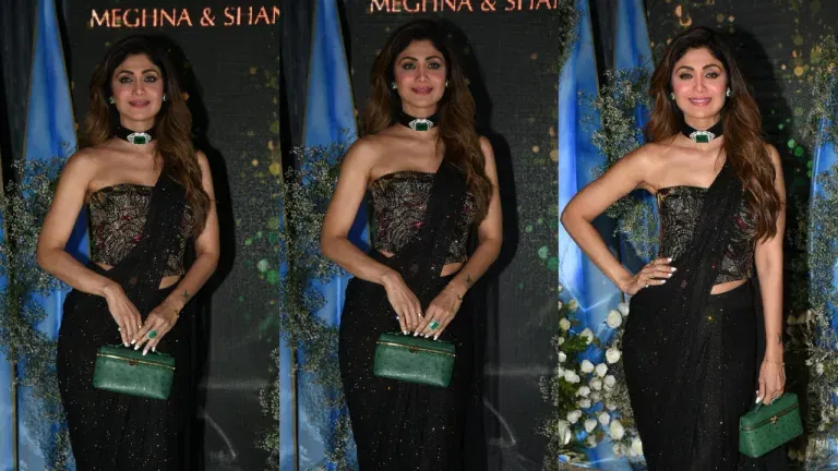 Shilpa Shetty Slays in Rs 1,44,000 Black Sequin Saree: Sangeet Style Perfection!